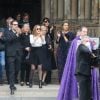 Nicolas Bedos, Joëlle Bercot (femme de Guy Bedos), Victoria Bedos, Doria Tillier - Sorties - Hommage à Guy Bedos en l'église de Saint-Germain-des-Prés à Paris le 4 juin 2020.