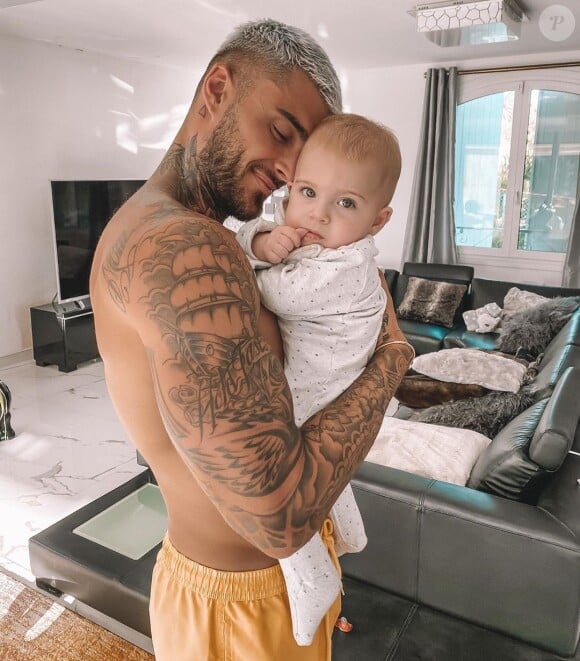 Thibault Gacia avec son fils Maylone, le 29 juin 2020, sur Instagram