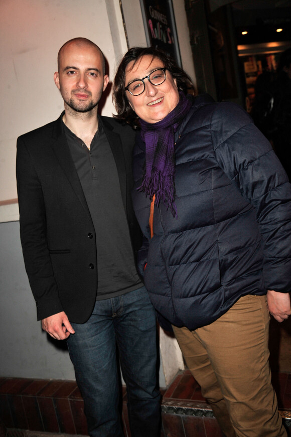 Exclusif - Cédric Cizaire et Catherine Benguigui - Première de la pièce 'Profs & Cie' au théatre de La Contrescarpe à Paris le 4 avril 2014.