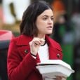Exclusif - Lucy Hale en pause déjeuner sur le tournage de "Life Sentence" à Vancouver, le 9 janvier 2018.