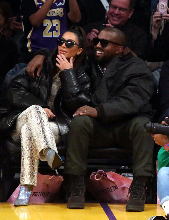 Kim Kardashian et son mari Kanye West le lundi 13 janvier 2020 - Cleveland Cavaliers contre les Lakers.