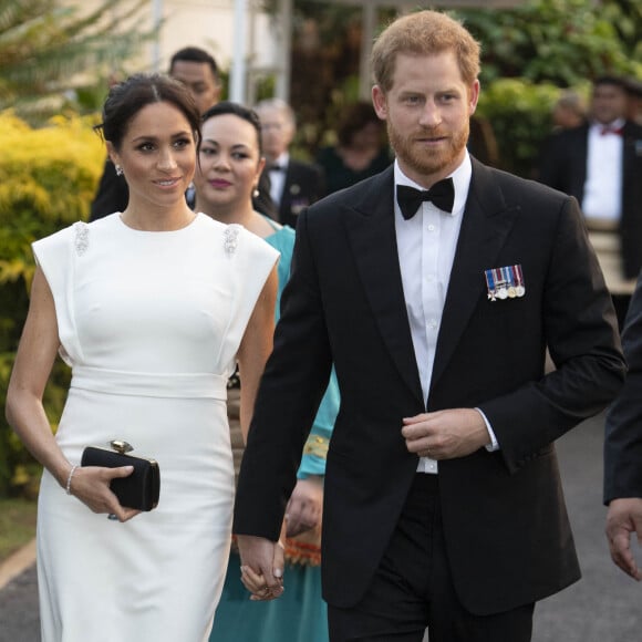 Le prince Harry et Meghan Markle en octobre 2018 lors d'une réception au consulat dans les Tonga.