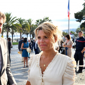 Christian Estrosi, le maire de Nice, Charles Anges Ginesy, le président du Conseil Départemental des Alpes-Maritimes, et Laura Tenoudji Estrosi durant le défilé militaire lors de la Cérémonie du 14 juillet à Nice, esplanade Jacques Cotta. © Bruno Bebert / Bestimage