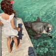 Arhur dévoile une photo de Manava à Tahiti, avec un dauphin, le 5 août 2020