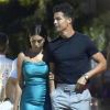 Exclusif - Cristiano Ronaldo et sa compagne Georgina Rodriguez dînent avec des amis, dont le footballeur Jose Semedo, au restaurant "La Langosteria" à Paraggi près de Portofino. Le 2 août 2020.