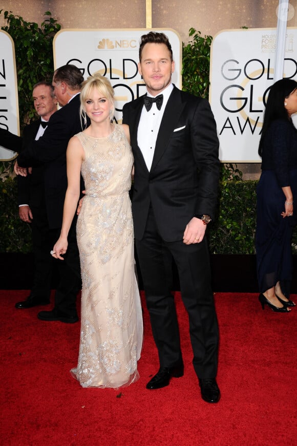 Chris Pratt et sa femme Anna Faris - La 72ème cérémonie annuelle des Golden Globe Awards à Beverly Hills, le 11 janvier 2015.