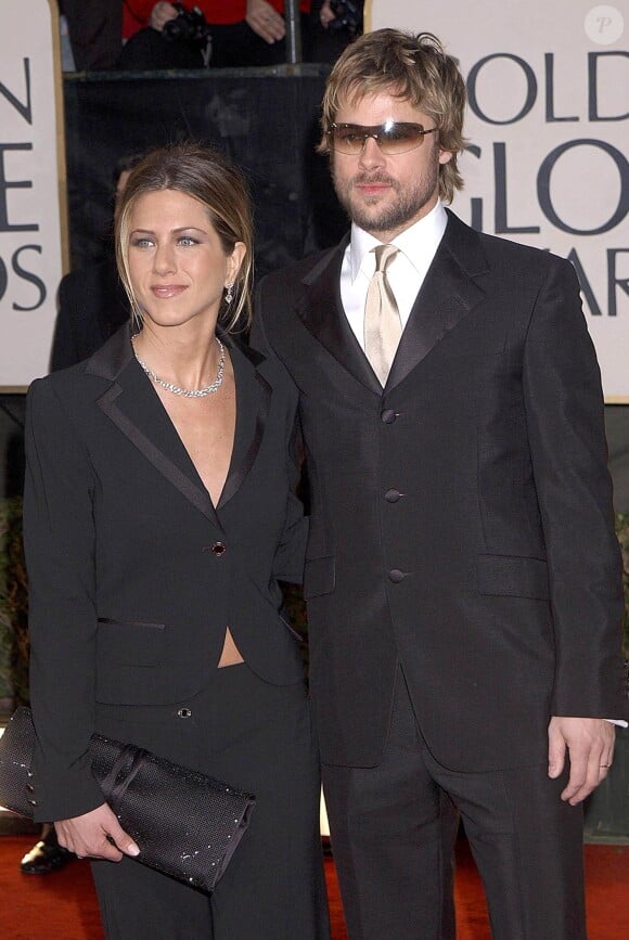 Jennifer Aniston et Brad Pitt aux Golden Globes à Beverly Hills, en 2002.