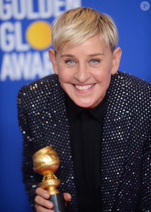 Ellen DeGeneres - Pressroom de la 77e cérémonie annuelle des Golden Globe Awards au Beverly Hilton Hotel à Los Angeles, le 5 janvier 2020.