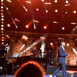 Exclusif - Ibrahim Maalouf, le trompettiste et compositeur franco-libanais, durant le premier jour d'enregistrement de l'émission de télévision "Nice Jazz Festival" au Théâtre de Verdure à Nice, le 24 juillet 2020. © Bruno Bebert/Bestimage