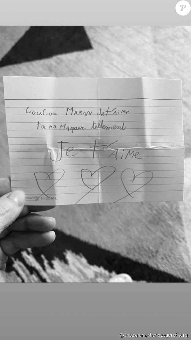 Charlotte Gainsbourg reçoit un mot doux de sa fille Jo, sur Instagram le 20 août 2020.