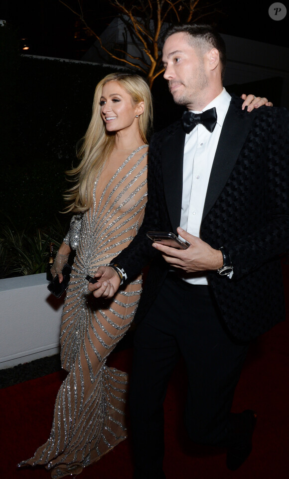 Paris Hilton à la sortie de la 77e cérémonie annuelle des Golden Globe Awards à l'hôtel Beverly Hilton à Los Angeles, Californie, Etats-Unis, le 5 janvier 2020.