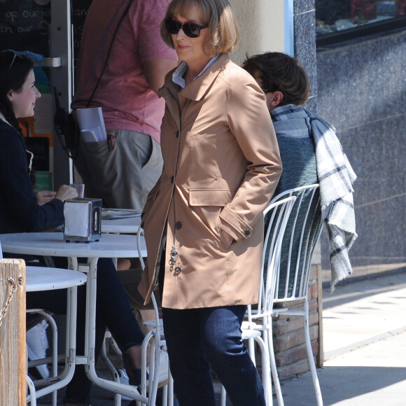 Exclusif - Meryl Streep sur le tournage de la série 'Big Little Lies' à Los Angeles le 31 juillet 2018.