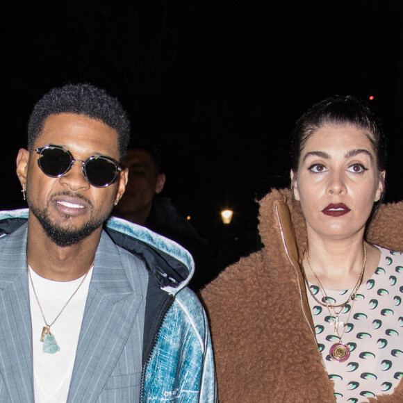 Usher et sa compagne Jenn Goicoechea à Paris, début 2020.