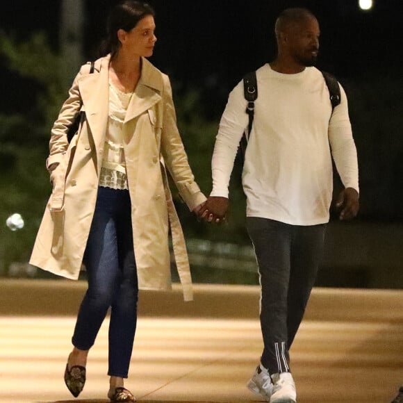 Exclusif - Jamie Foxx est allé diner avec sa fille Corinne et sa compagne Katie Holmes à Los Angeles. Le 9 avril 2019 