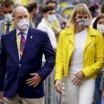 Albert de Monaco et son épouse la princesse Charlene au départ du Tour de France à Nice, le 29 août 2020.