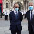 Bertrand Delanoë et Pierre Aidenbaum - Cérémonie de commémoration du 76ème anniversaire de la Libération de Paris à la mairie de Paris, le 25 août 2020. © Stéphane Lemouton / Bestimage