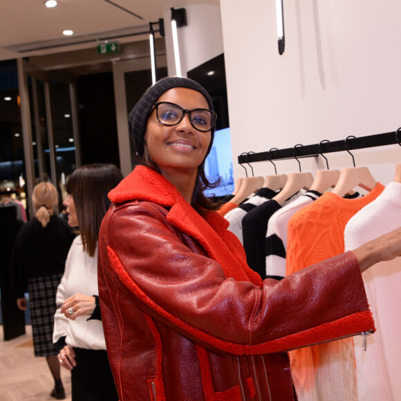 Karine Le Marchand lors de l'inauguration de la boutique flagship "Kujten" (marque française spécialisée dans le cachemire), située avenue Victor Hugo à Paris, le 27 novembre 2019. © Rachid Bellak/Bestimage