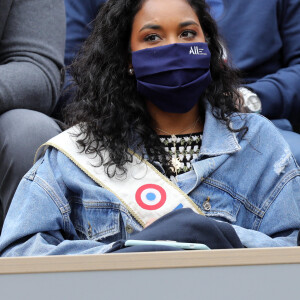 Clémence Botino, Miss France 2020, assiste des Internationaux de France de tennis à Roland Garros. Paris, le 30 Septembre 2020 © Dominique Jacovides / Bestimage