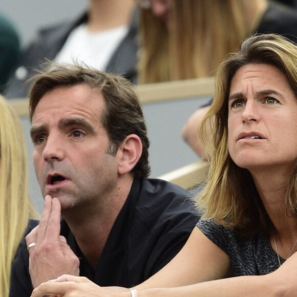 Amélie Mauresmo (entraineur de L.Pouille) dans les tribunes lors des internationaux de tennis de Roland Garros à Paris, France, le 30 mai 2019. © Jean-Baptiste Autissier/Bestimage 