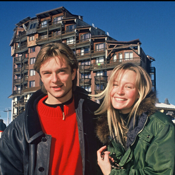 Archives- David Hallyday et Estelle Lefébure au festival d'Avoriaz en 1990.