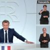 Le président Emmanuel Macron intervient à la télévision pour annoncer un couvre-feu dans les zones les plus touchées par l'épidémie de coronavirus (COVID-19) le 14 octobre 2020. © Federico Pestellini / Panoramic / Bestimage