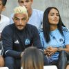 Exclusif - Julien Tanti (Les Marseillais), sa compagne Manon Marsault et un ami dans les tribunes du stade Vélodrome lors du match Olympique de Marseille (OM) à Toulouse Football Club (TFC) à Marseille, le 14 août 2016. © Pierre Pérusseau/Bestimage
