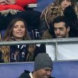 Exclusif - No Web - Camille Cerf et Tarek Boudali dans les tribunes du Stade de France lors du match de football amical France - Colombie (sont-ils vraiment que des amis ?) à Saint-Denis le 23 mars 2018.   