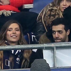 Exclusif - No Web - Camille Cerf et Tarek Boudali dans les tribunes du Stade de France lors du match de football amical France - Colombie (sont-ils vraiment que des amis ?) à Saint-Denis le 23 mars 2018.  