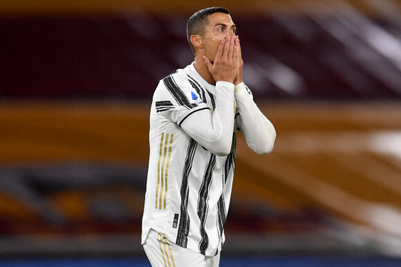 Cristiano Ronaldo lors du match de football AS Roma / Juventus de Turin (2-2) au stade Olimpico de Rome.