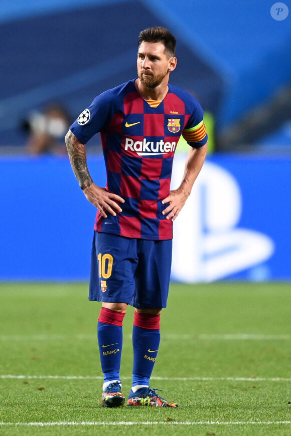 Lionel Messi - Le Bayern Munich écrase le FC Barcelone (8-2) lors du quart de finale de la Ligue des Champions (Champions League) à Lisbonne le 14 août 2020. © Pool UEFA via Bestimage 