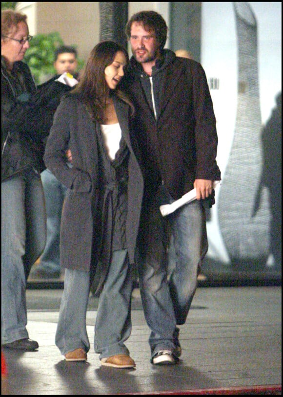 David Moreau et Jessica Alba sur le tournage du film The Eye à Los Angeles, en avril 2007.