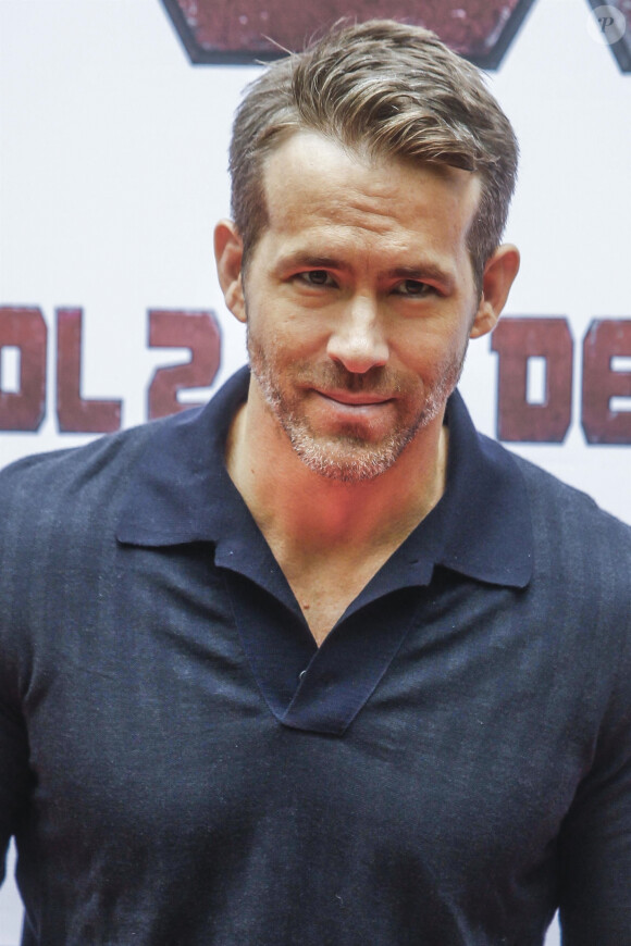 Ryan Reynolds lors du photocall du film "Deadpool 2" à Madrid, le 7 mai 2018. 