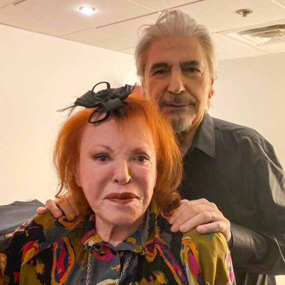 Exclusif - La chanteuse Régine et Serge Lama en coulisse de l'émission "Allez viens je t'emmène dans les années 70" le 25 février 2020.