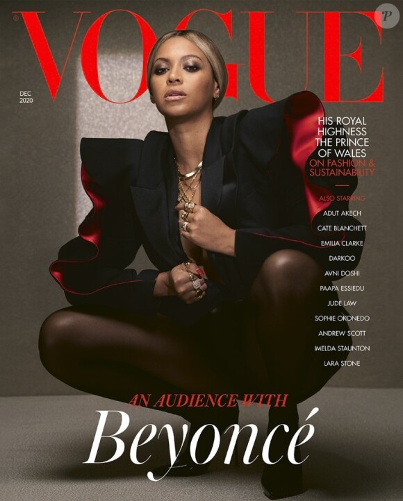 Beyoncé en couverture du numéro de décembre 2020 de l'édition britannique de Vogue. Photo par Kennedi Carter.