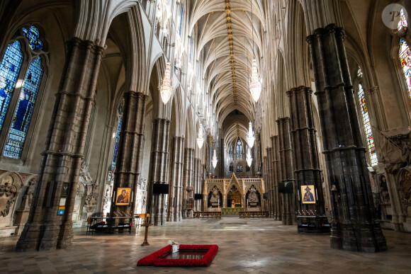 La reine Elizabeth II d'Angleterre rend hommage au soldat inconnu à l'abbaye de Westminster à Londres le 7 novembre 2020. 