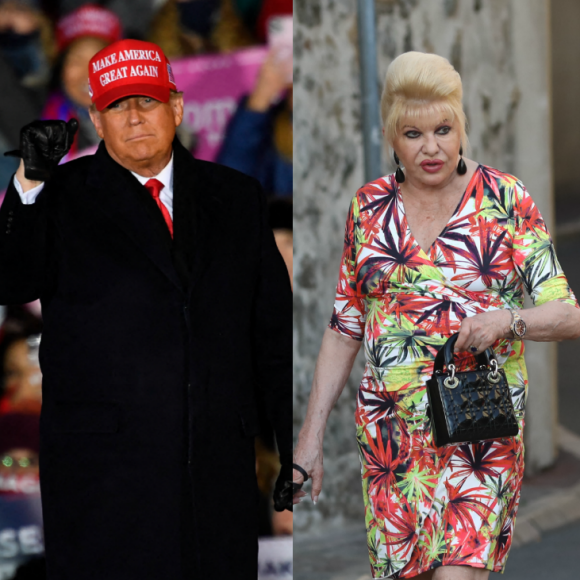 Donald Trump lors d'un meeting à Grand Rapids, novembre 2020 - Ivana Trump à Saint-Tropez.