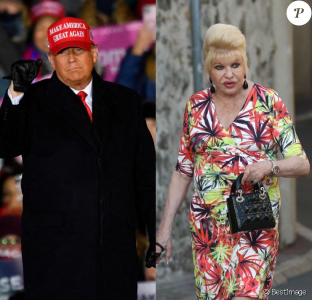 Donald Trump lors d'un meeting à Grand Rapids, novembre 2020 - Ivana Trump à Saint-Tropez.