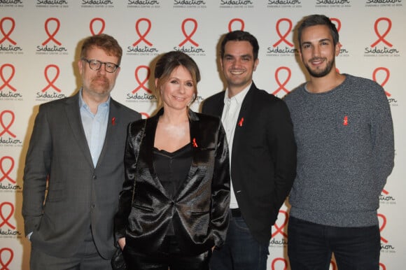 Thomas Bauder, Nelly Daynac, Julien Desvages et Thibaud Vézirian - Soirée de présentation de la prochaine édition du Sidaction 2018 au musée du Quai Branly - Jacques Chirac à Paris, France, le 5 mars 2018. © Coadic Guirec/Bestimùage 