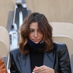 Rachel Legrain-Trapani et son compagnon Valentin Léonard dans les tribunes du tournoi de tennis des Interrnationaux de Roland Garros à Paris. Le 3 octobre 2020 © Dominique Jacovides / Bestimage