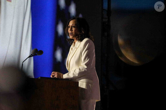 Joe Biden et Kamala Harris lors d'un discours depuis le Chase Center de Wilmington le soir de l'annonce de leur victoire aux élections présidentielles le 7 novembre 2020. © Saquan Stimpson/ZUMA Wire / Bestimage