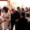 Nicolas Sarkozy et sa femme Carla Bruni Sarkozy recoivent Michelle et Barack Obama a Caen. Le 6 juin 2009
