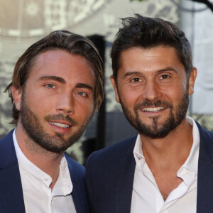 Christophe Beaugrand et son mari Ghislain Gerin aux arrivées de la 10ème édition du "Global Gift Gala" à l'hôtel Four Seasons George V à Paris, le 3 juin 2019. © Denis Guignebourg/Bestimage