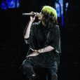Billie Eilish interprète la chanson "No Time To Die" aux Brit Awards 2020 à l'O2 Arena. Londres, le 18 février 2020.