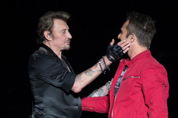 Exclusif - David Hallyday - Johnny Hallyday en concert au POPB de Bercy a Paris - Jour 2 de la tournee "Born Rocker Tour".