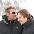 David et Johnny Hallyday au Val d'Isère.
