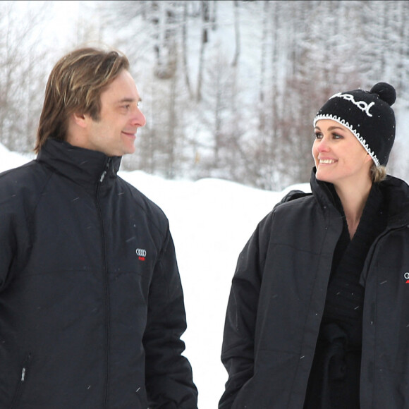 David, Johnny et Laeticia Hallyday à Val d'Isère.