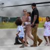 Kim Kardashian, North West, Saint West, Chicago West, Psalm West - K. Kardashian et K. West arrivent avec leurs enfants en jet privé à Miami en provenance de La république dominicaine où ils ont passé des vacances, le 9 août 2020