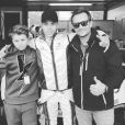 David Hallyday avec son fils Cameron, pose avec le pilote Vincent Abril sur Instagram, le 6 mai 2017.