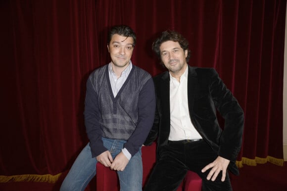 Nicolas Poiret et Bruno Madinier - 27e rencontres du théâtre privé, présentation de la 2e partie de la saison 2013-2014 au théâtre de Paris, le 9 janvier 2014.