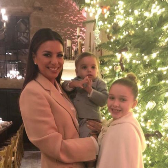 Eva Longoria, son fils Santiago et sa filleule Harper Beckham en décembre 2019.